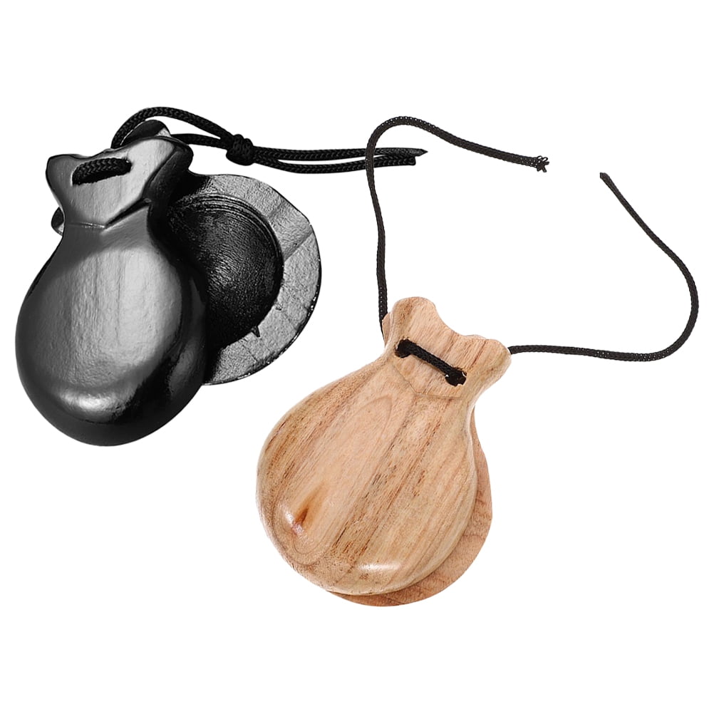 Muslady Paire De Castagnettes En Bois Castanet Finger Clappers Instrument De Mus