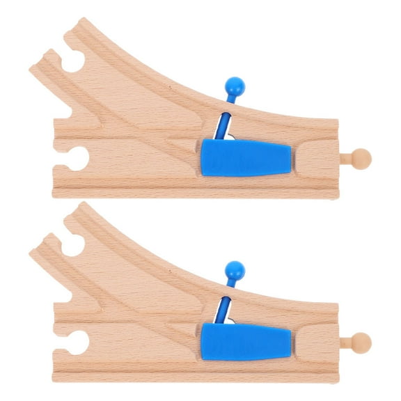 OUNONA 2pcs Wooden Train Track Intersections Switch Track Accessories Toy Train Set Compatible With Major Brands Educational And Fun For Kids