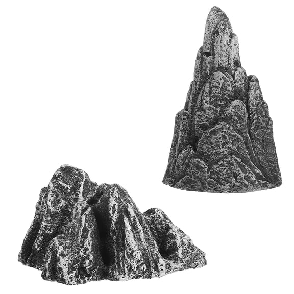 OUNONA 2pcs Zen Mountain Figurines Realistic Simulation Stone Decorations Bonsai Miniature Statues for DIY Home Office Aquarium Landscape Terrarium