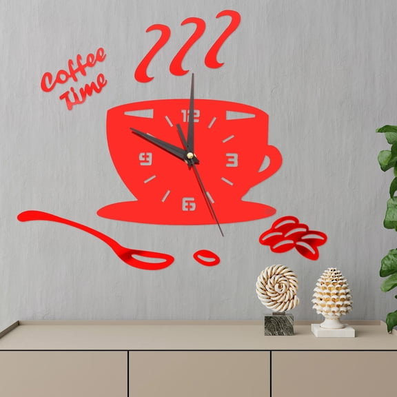 WEAVILUX Minimalist Wall Clock Modern Red Acrylic 1Pcs