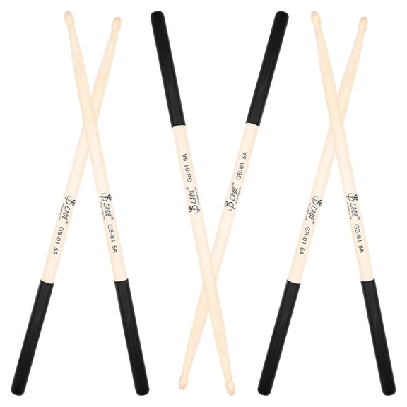 OUNONA  3 Pairs Drum Sticks Bass Kids Kit Musical Instruments Child Black