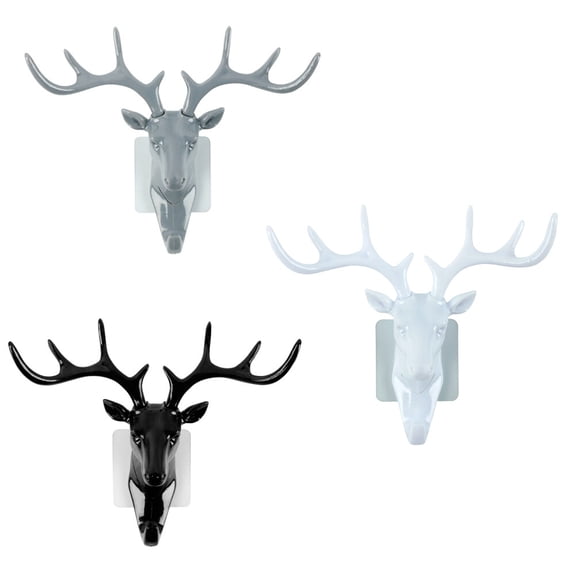 OUNONA 3 Pcs Artificial Deer Antlers Antler Hat Rack Black Wall Hook 18X18.5CM