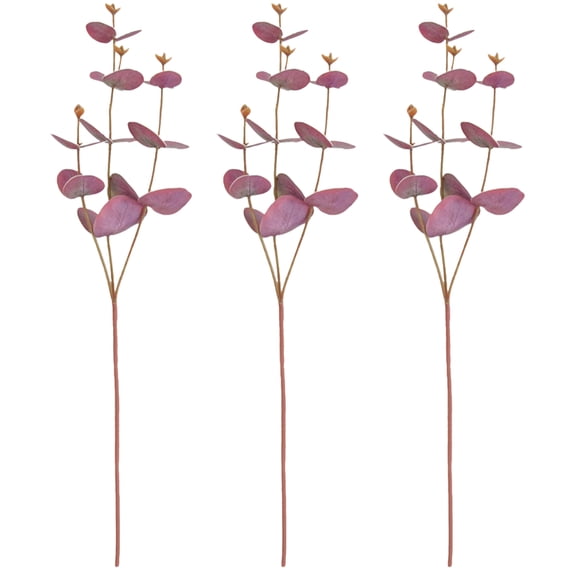 WEAVILUX Artificial Eucalyptus Stem Purple 3Pcs 20.9X9.8X1.2In Floral Decoration