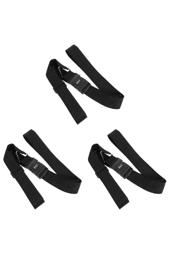 3Pcs Cargo Password Strap Black Polypropylene POM Adjustable Security