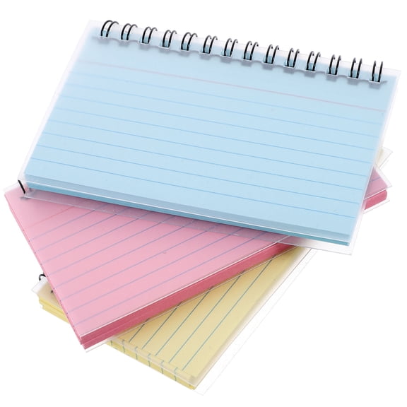 OUNONA 3 Pcs Color Note Pad Lined Index Cards Spiral Notebooks Mini Travel