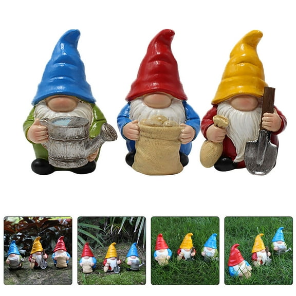 OUNONA  3 Pcs Dwarf outside Statue Villa Gnome Decoration Fun Scene