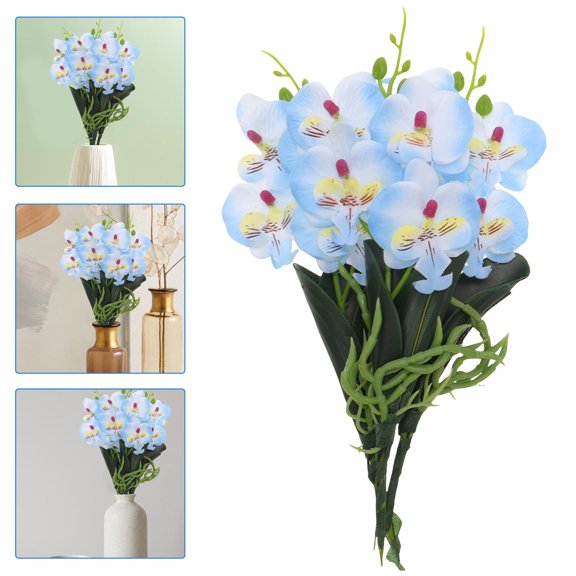 OUNONA 3-Piece Mini Phalaenopsis Artificial Flowers Set for Indoor Home Decor, Realistic Fake Orchid Plants