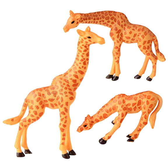 OUNONA 3 Pcs Giraffe Ornaments Mini Figurines Desktop Miniature Animal