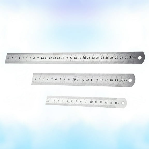 OUNONA  3 Pcs Graduated Steel Ruler with Inches and Centimeters Engineer Office