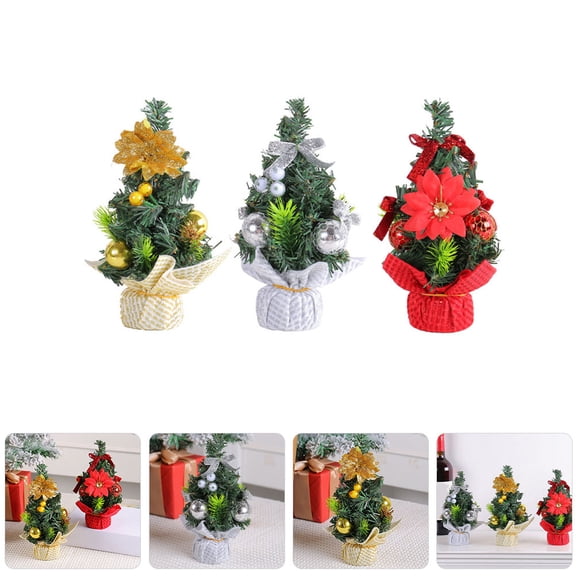 OUNONA  3 Pcs Mini Christmas Tree Decorations Trees Artificial Slim Office
