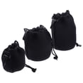 thumbnail image 1 of OUNONA  3 Pcs Neoprene Lens Pouch Bag Soft Large Spare Travel Black, 1 of 7