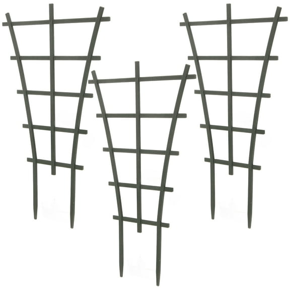 OUNONA Black Plastic Garden Trellis for Tomato Plants and Vegetables 3Pcs