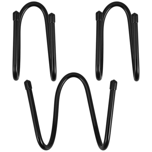 OUNONA  3 Pcs Rolling Pin Storage Rack Clothes Hanging Racks Decorative Hooks Black