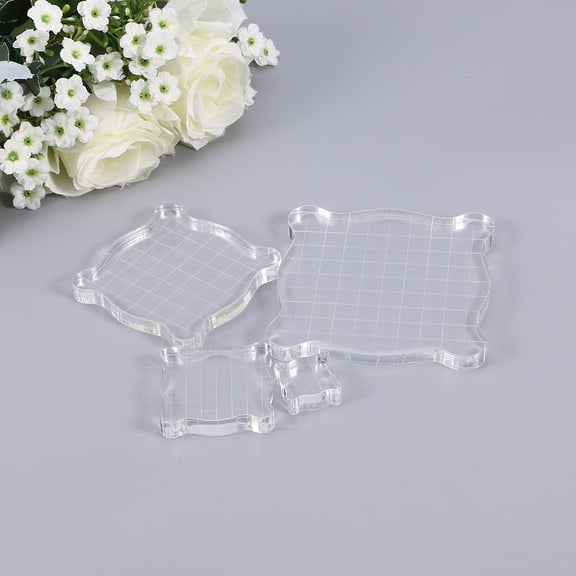 BALAHAPY Stamp Handle Plastic Transparent 3Pcs 5x5in
