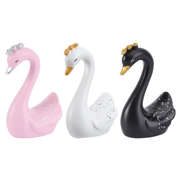 OUNONA  3 Pcs Swan Ornaments Bank Foam Cake Dummies Powered Car Decor Lovers