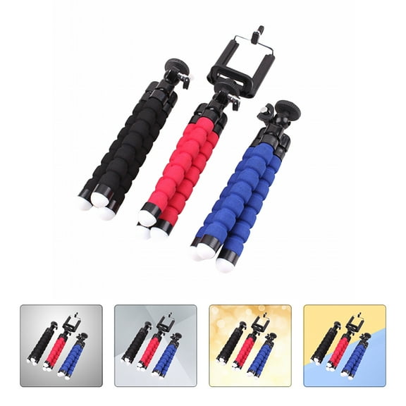 OUNONA  3 Pcs Tripod Phone Stand Portable for Cell Smartphone Travel Black