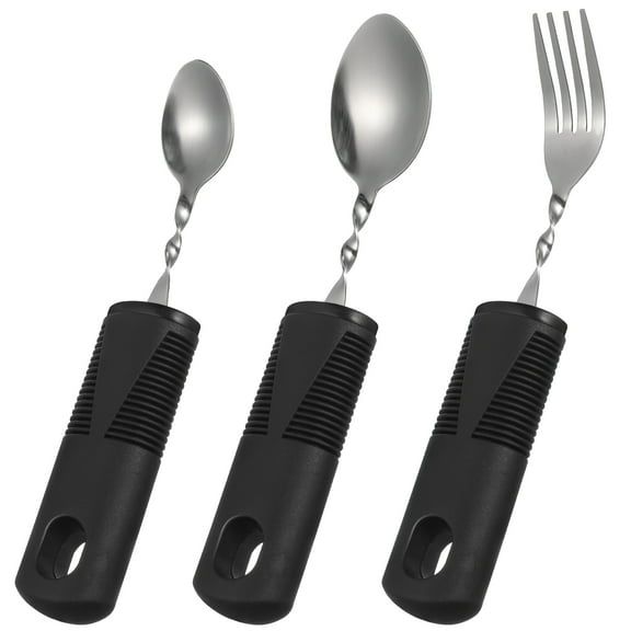 OUNONA Weighted Utensils for Elderly Portable Tableware Adaptive 3Pcs