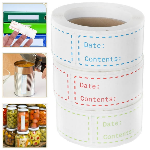 OUNONA  3 Rolls Food Date Labels Stickers Canning Kitchen First Dating Office