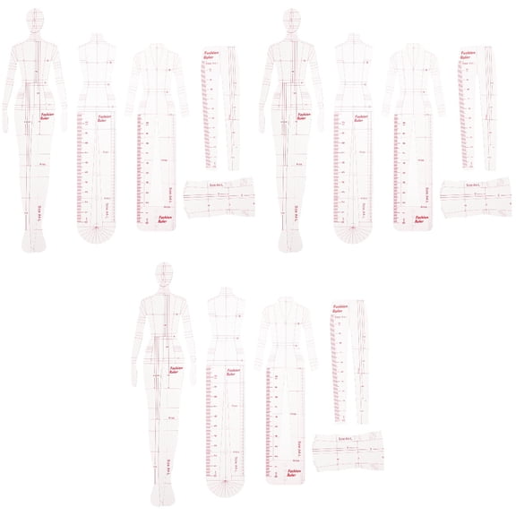 OUNONA 3-Pack Women's Curve Template Rulers for Clothing Measuring, Sewing Tools for Dressmaking