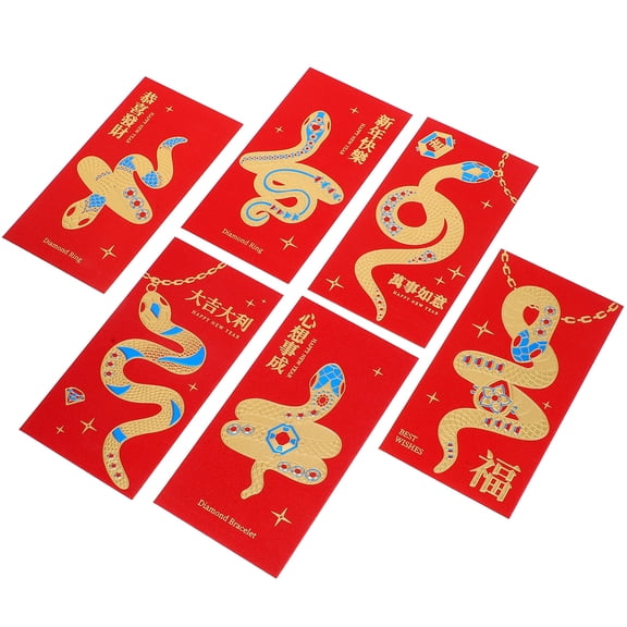 OUNONA 30Pcs Year of The Snake Red Money Envelopes for Chinese New Year and Wedding Celebration