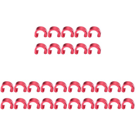OUNONA 30 PCS Wire Clamps Tubing Clips Mountain Bike C Shaped Buckle Bike Line Fixing Clamp Line Clips Bike Brake Line Buckle (Red)