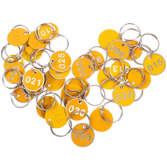 OUNONA 30 Pcs Keychain Digital Key Tag Office 6X3CM Yellow