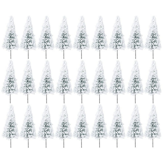 30 Pcs Artificial Cedar Tree Models for Decoration Color Iron Wire Sponge Small 3 Inch