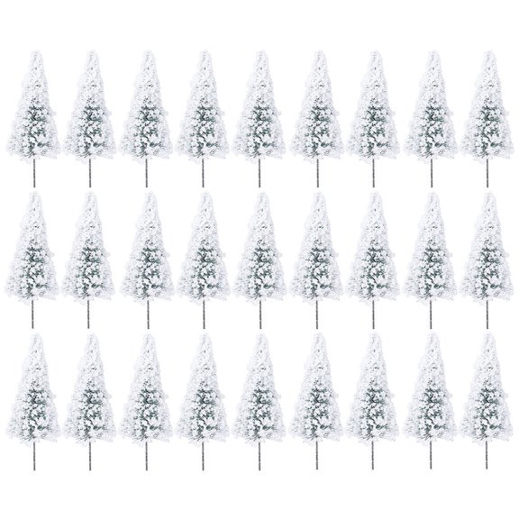 30 Pcs Artificial Cedar Tree Models for Decoration Color Iron Wire Sponge Small 3 Inch