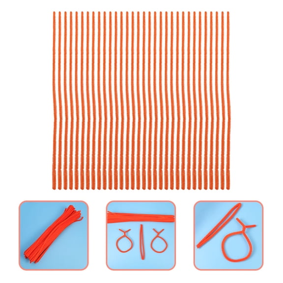 OUNONA 300Pcs Handmade DIY Orange Chenille Stems Flexible Bars for Craft Making and Creative Design