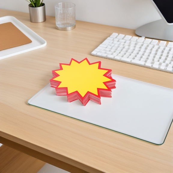 OUNONA 300Pcs Yellow Star Burst Retail Price Cards for Bulletin Board and Store Sale Labels
