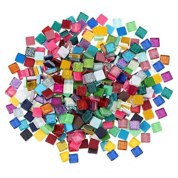 OUNONA Flashy Glass Mosaic Tiles Assorted Colors Premium Glass for Decoration