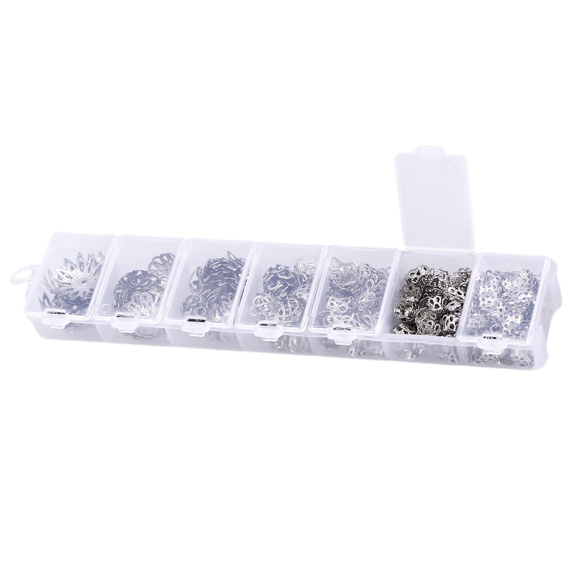 OUNONA 300pcs Flower Bead Caps Jewelry Findings Accessories for Bracelet Necklace Jewelry Making (White K)