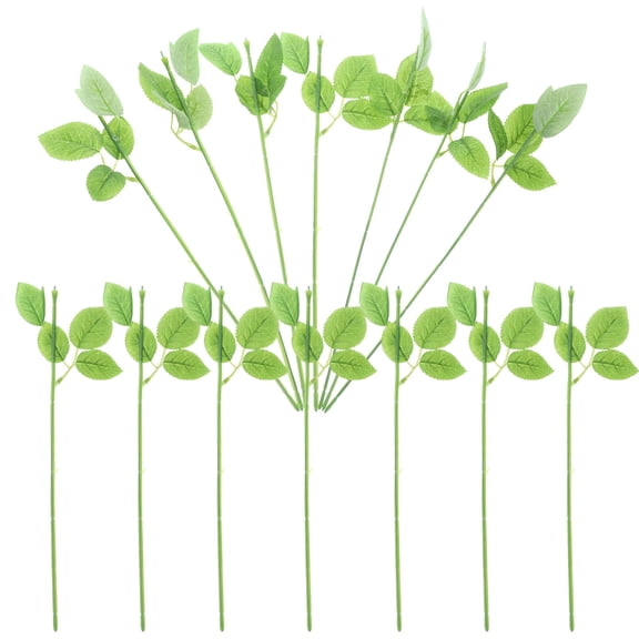 OUNONA 30Pcs Artificial Flower Branches Rose Stem with Leaves for Celebration and Decor