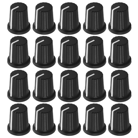 OUNONA 30-Piece Black Plastic Rotary Control Knobs Replacement for Mixer, Amplifier and Guitar Volume Adjustment