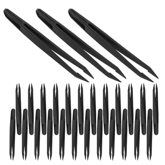 OUNONA 30Pcs Plastic Tweezer Tongs for Crafting Aquarium Use and Classroom Activities