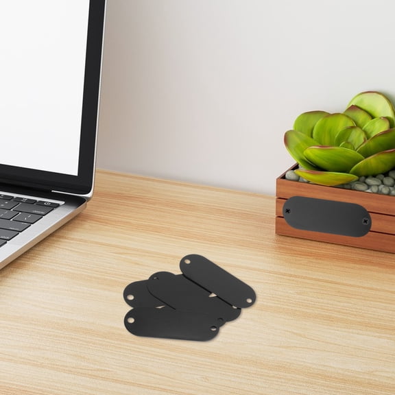 OUNONA 30Pcs Oval Black Aluminum Alloy Tags Blank Metal Plates for Engraving and Office Signs