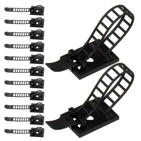 OUNONA Cable Clips, Self-Adhesive, Adjustable, Black, ABS Eva, for Cord Management, 30Pcs