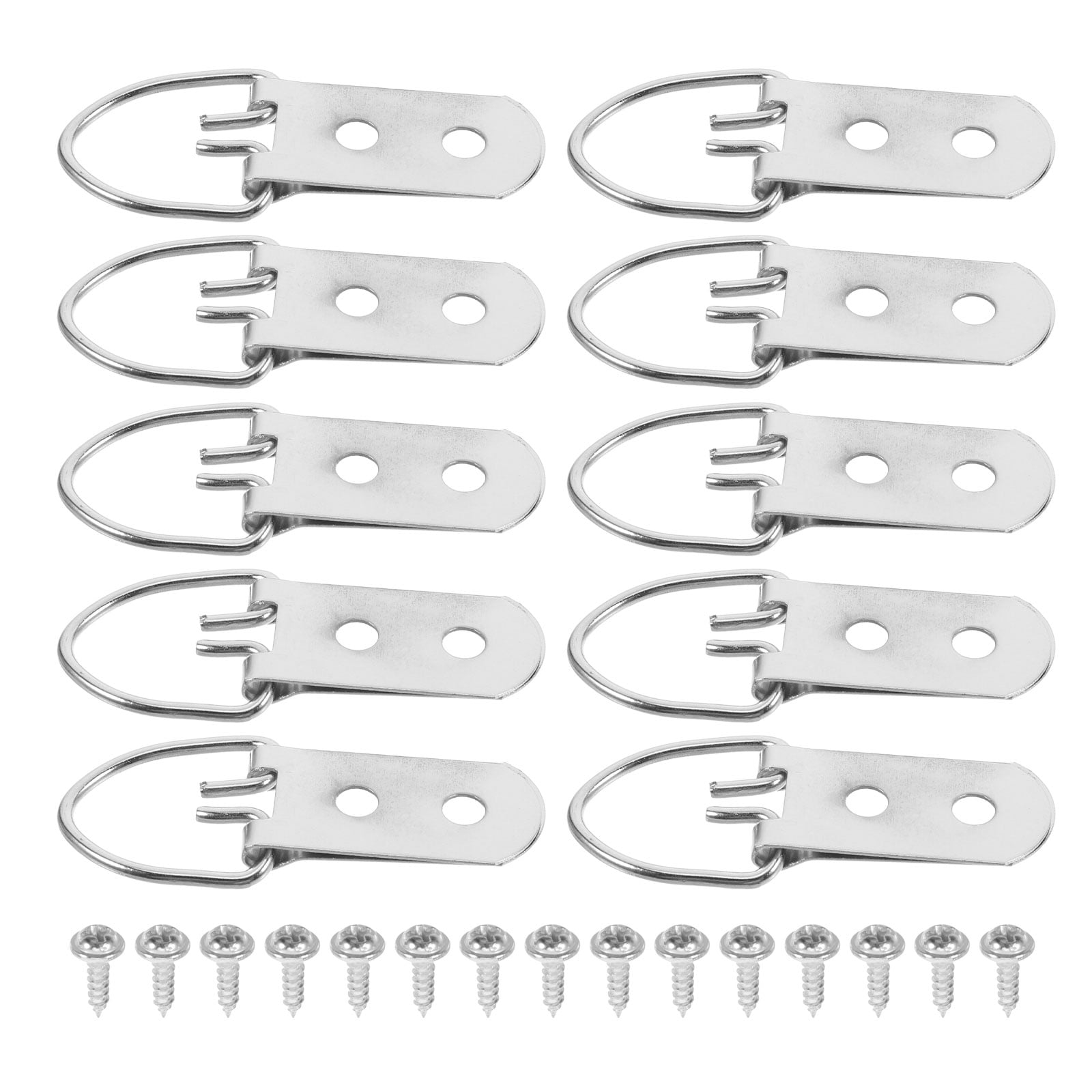 OUNONA 30Set Plated Silver D Ring Picture Frame Hanging Hardware Kit with Screws for Large Canvas and Gallery Frames