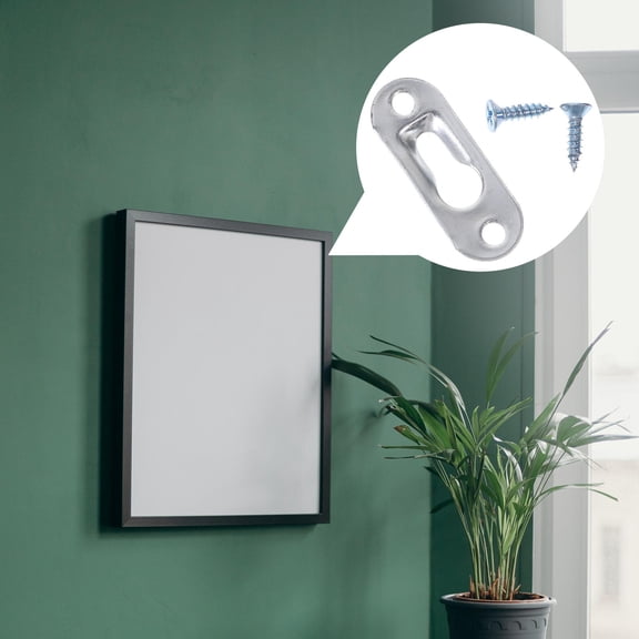 OUNONA 30pcs Metal Wall Mount Picture Hangers with Keyhole, Round Mirror Holders, Iron Hanging Accessories for Home Decor