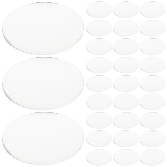 OUNONA 30pcs Clear Round Acrylic Sheets Transparent Circle Blanks for Crafts Cake Decorations Painting Stickers