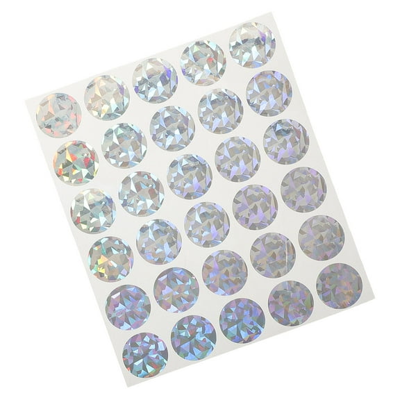 Tineasur 30Pcs Plated Silver Circle Scratch Off Stickers Paper Scratchoff Labels for Birthday Cards and Classroom Activities