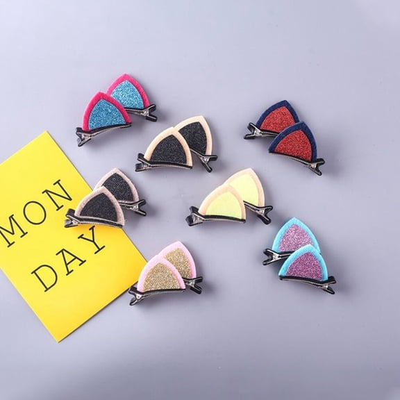 OUNONA 32Pcs Delicate Cat Ear Hair Barrettes Metal Hair Clips for Birthday Wedding Party Decoration