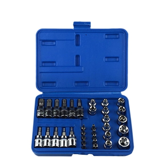 OUNONA 34 in 1 Bit Socket Set Dr Socket Driver Bit Tool Set Kit (Silver)