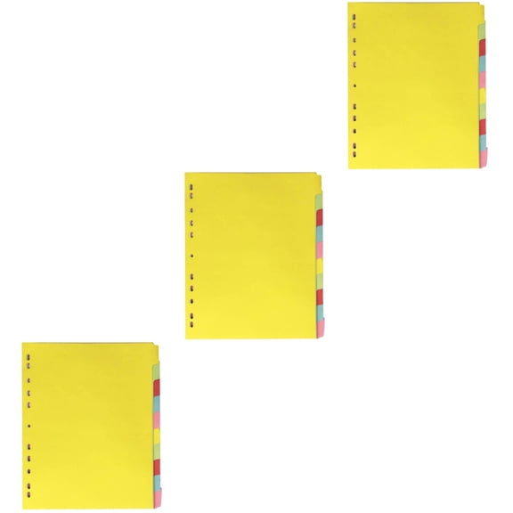 OUNONA 36 Pcs  Colored Tab Dividers A4 Index Classified Labels 11 Holes Binder Dividers