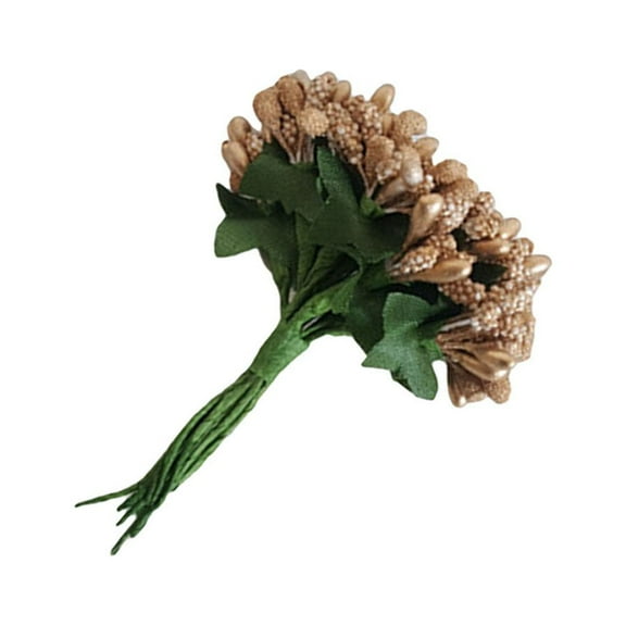 OUNONA 36 pcs /bunch Mini Artificial Pip Berry Picks Fruit Flower Stamens for DIY Wedding Christmas Garland Box Scrapbooking Decoration (Gold)