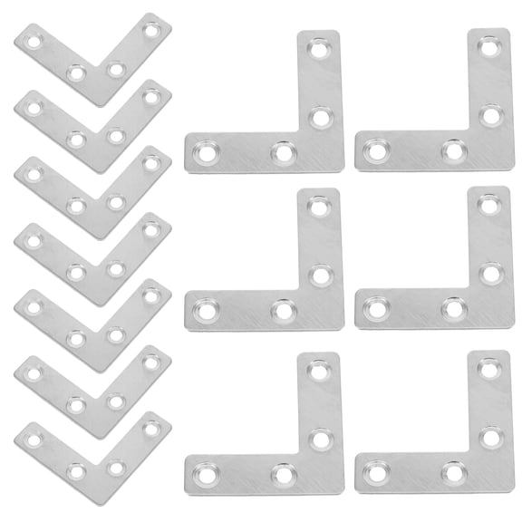 OUNONA 36Pcs Heavy Duty Flat L Brackets Stainless Steel Corner Brace for Wardrobe Mounting