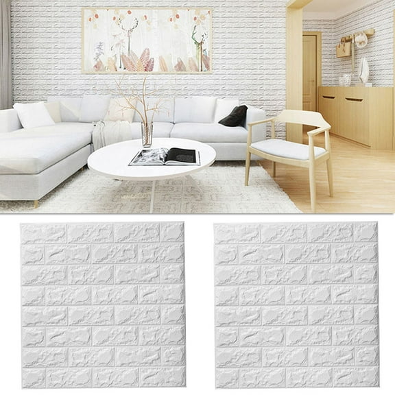 Tineasur 3D Brick Grain Wall Stickers White Cuttable Design Easy to Use Peel and Stick Home Decor
