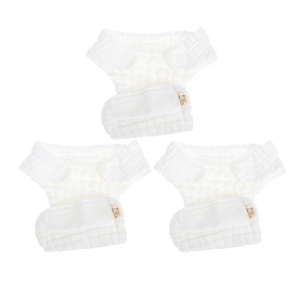 OUNONA 3-Pack Reusable White Cotton Diapers for Newborns, Washable and Baby Cloth Diapers
