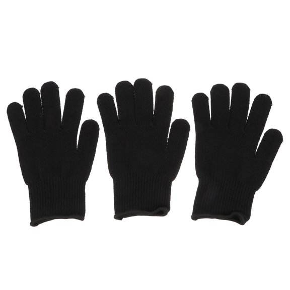 OUNONA 3Pack Anti-Scalding Gloves for Hair Styling Heat Proof Glove Mitts Black Cotton