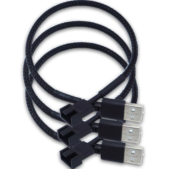 OUNONA 3Pcs USB to Fan Connect Cable Black Adapter Wire for Computer Pc